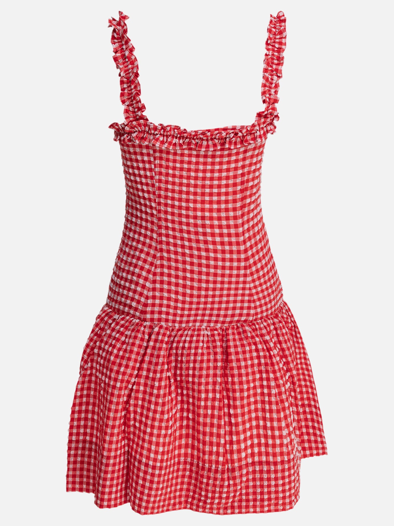 Ganni Mini dress with ruffles 11712496_34 Red 2