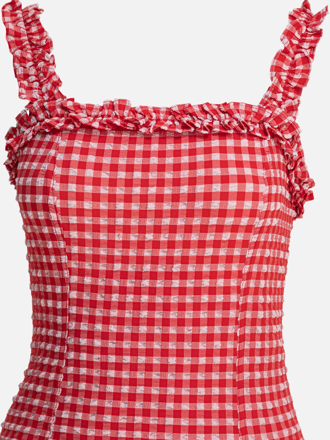Ganni Mini dress with ruffles 11712496_34 Red 3