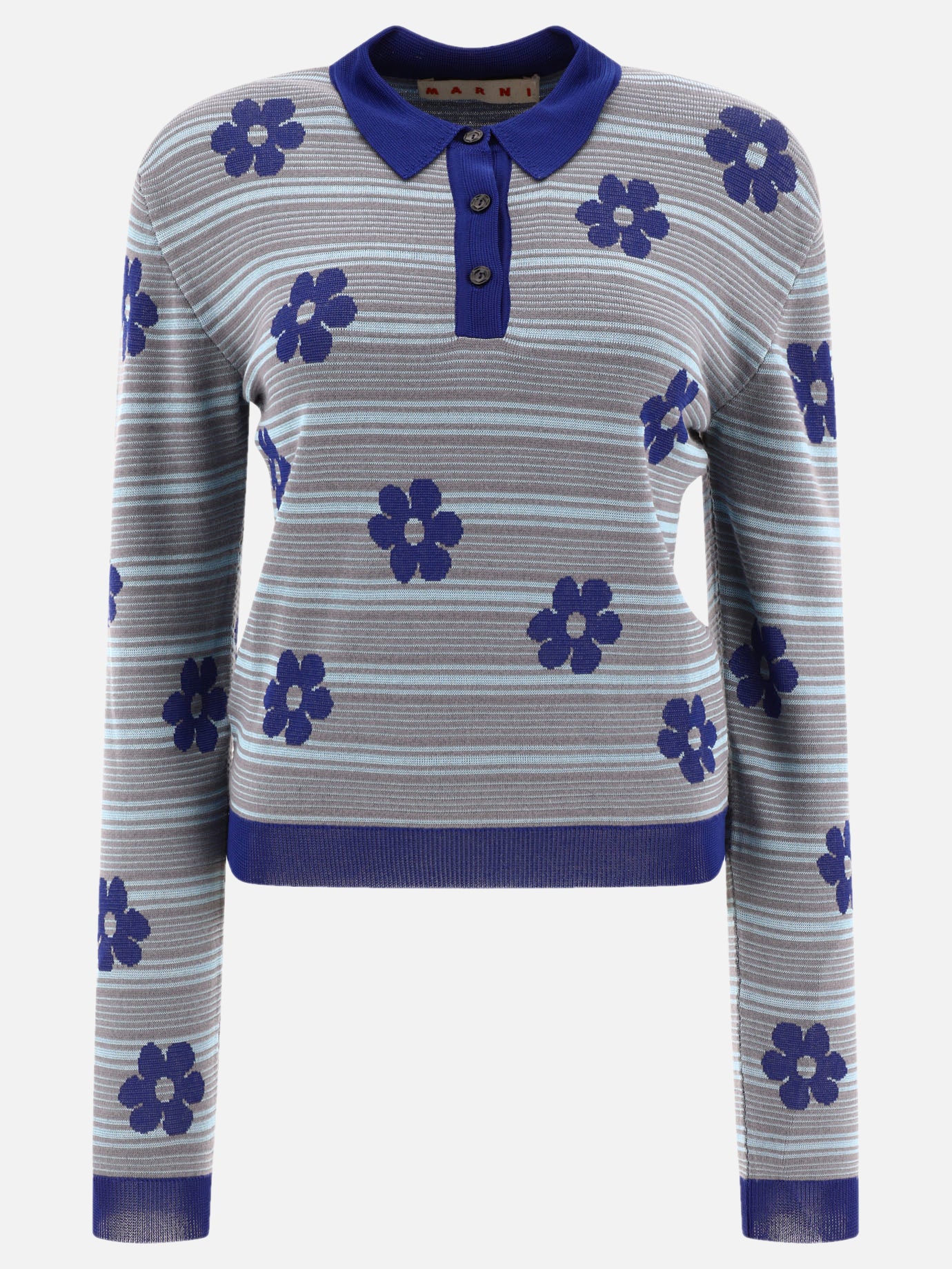 Marni "Striped Flowers" polo shirt 12440595_38 Light blue 1