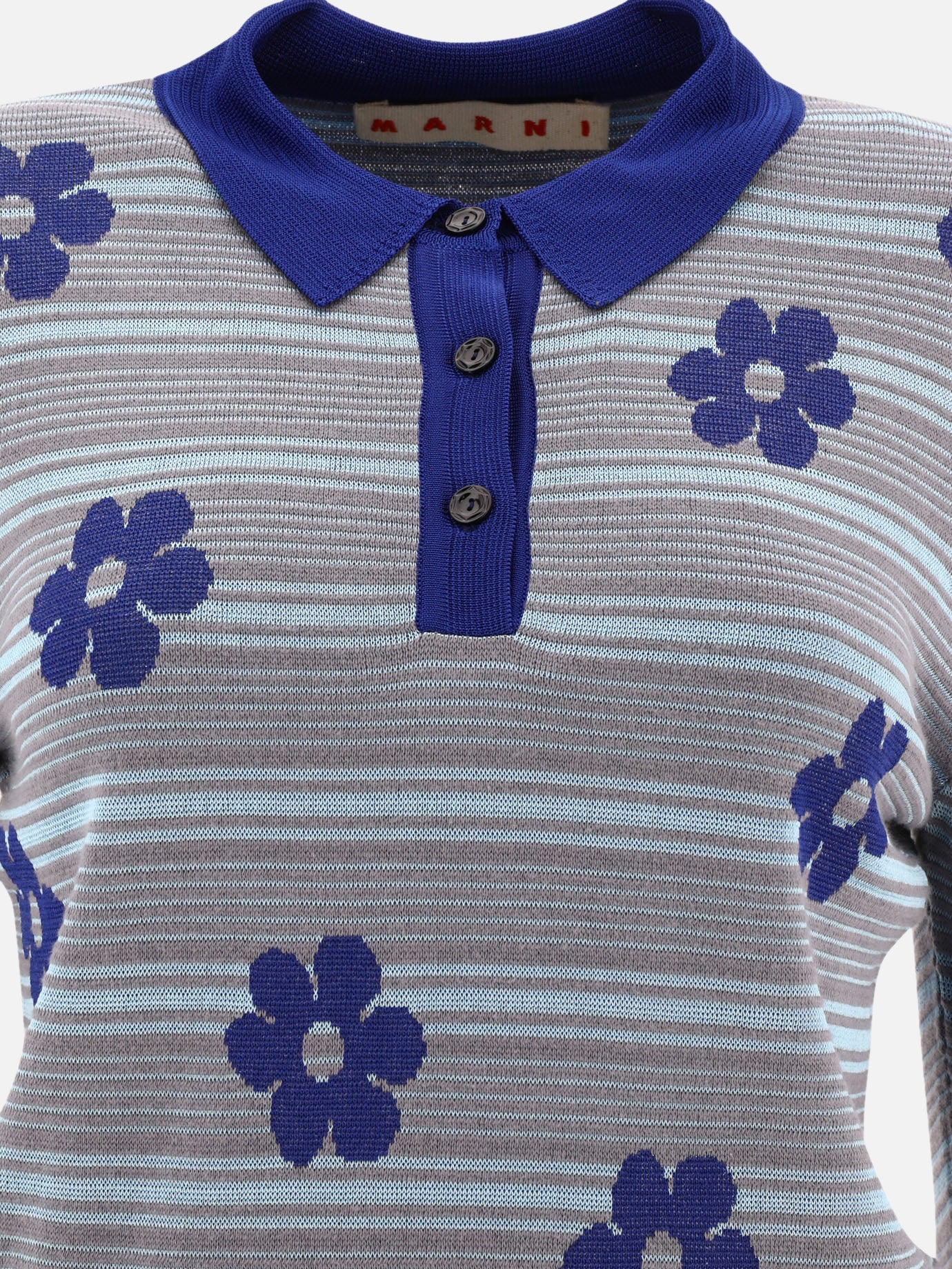 Marni "Striped Flowers" polo shirt 12440595_38 Light blue 3