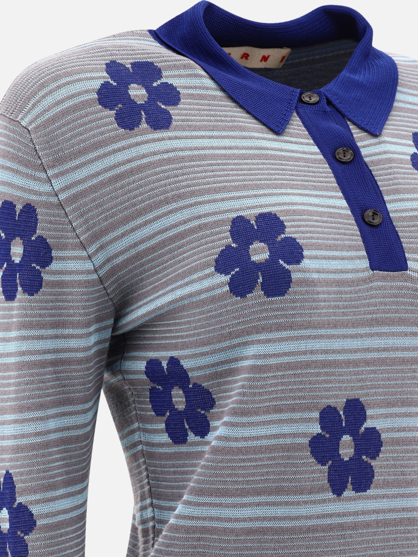 Marni "Striped Flowers" polo shirt 12440595_38 Light blue 4