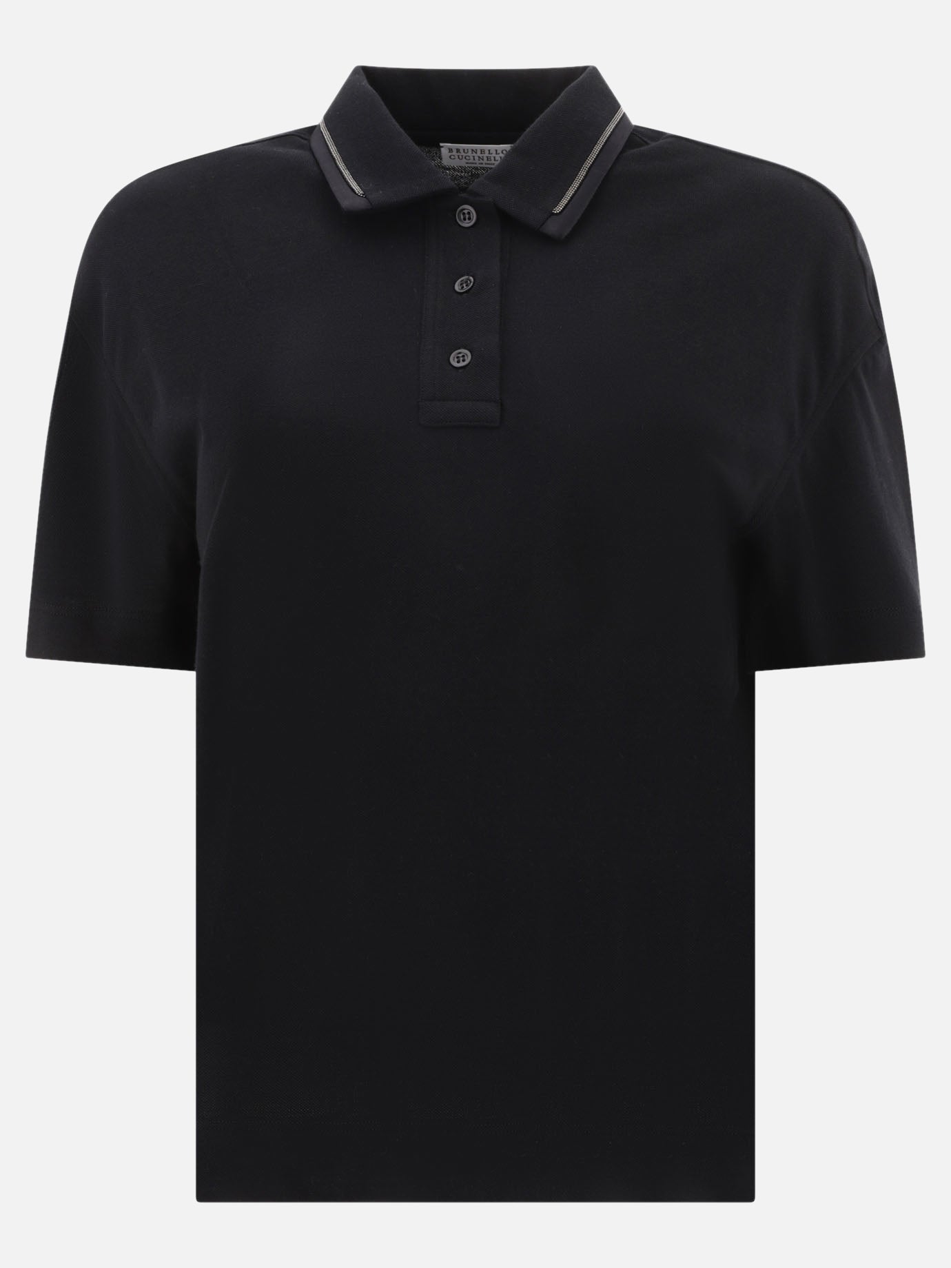 Polo shirts with buttons 100% cotton  Black - Brunello Cucinelli Women | PDP | VIETTI Online Store | thumbnail
