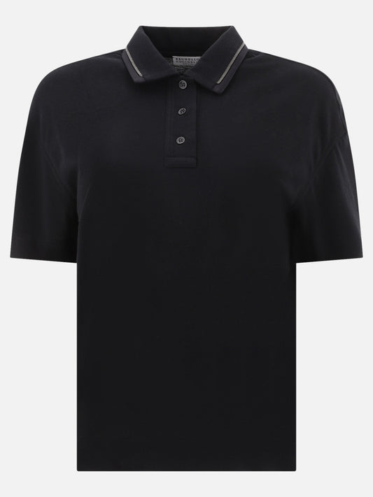 Polo shirts with buttons 100% cotton  Black - Brunello Cucinelli Women | PLP | VIETTI Online Store 
