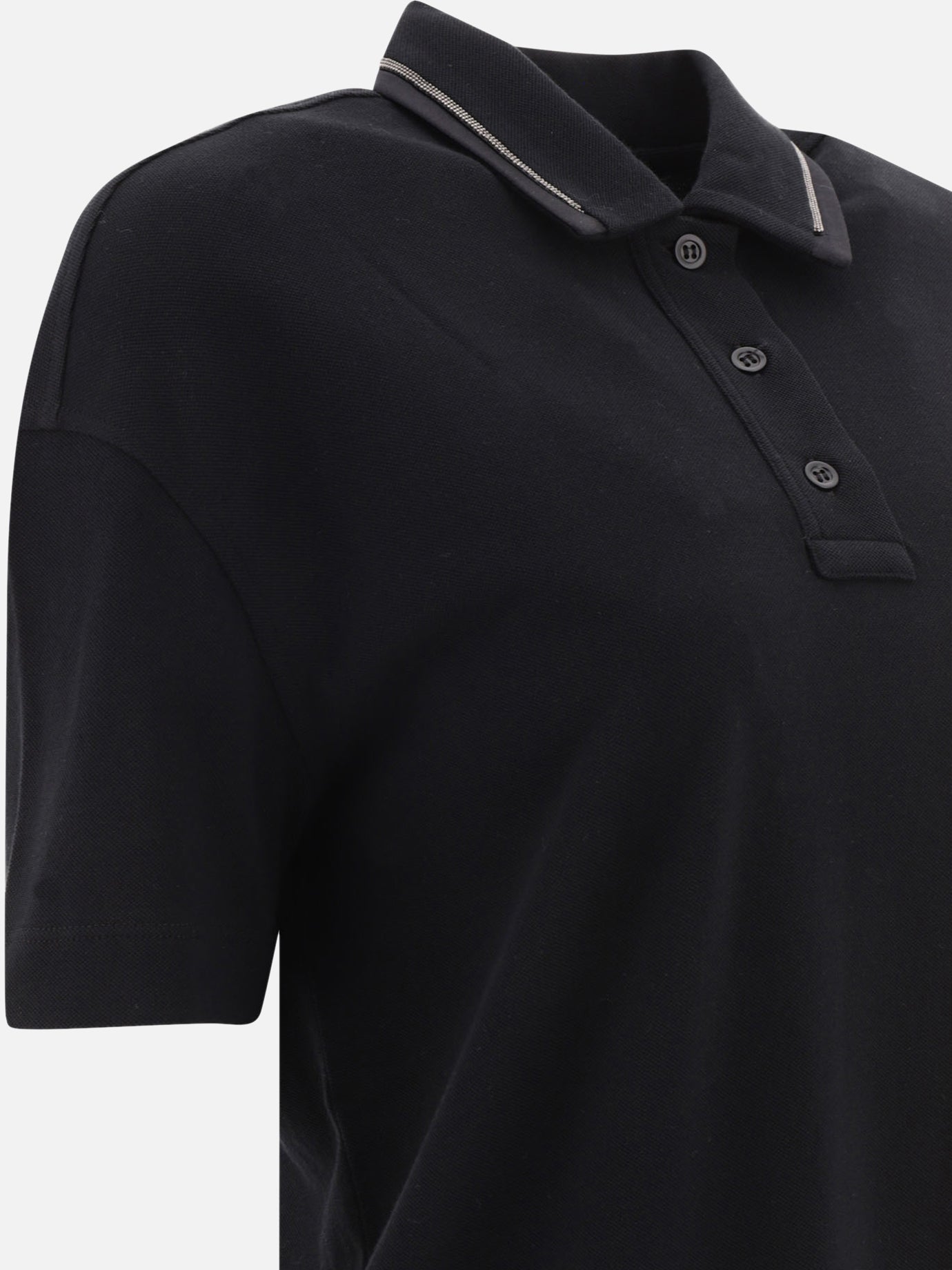 Polo shirts with buttons 100% cotton  Black - Brunello Cucinelli Women | PDP | VIETTI Online Store | thumbnail_4