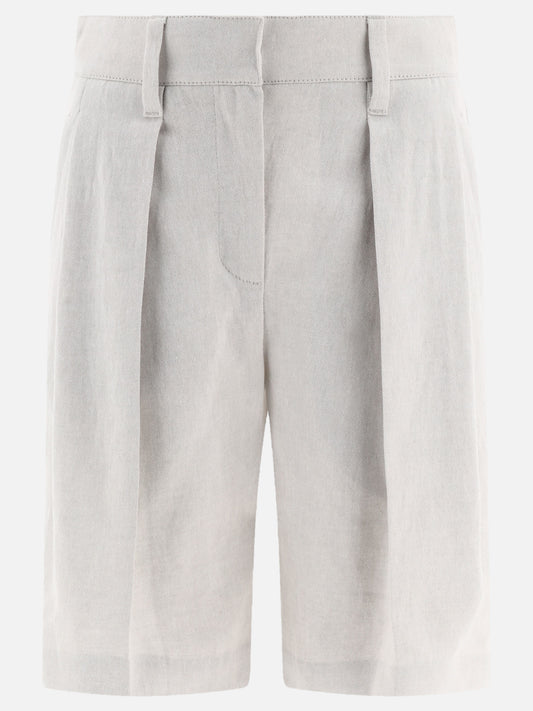 Formal shorts 80% cotton 20% linen  White - Brunello Cucinelli Women | PLP | VIETTI Online Store 
