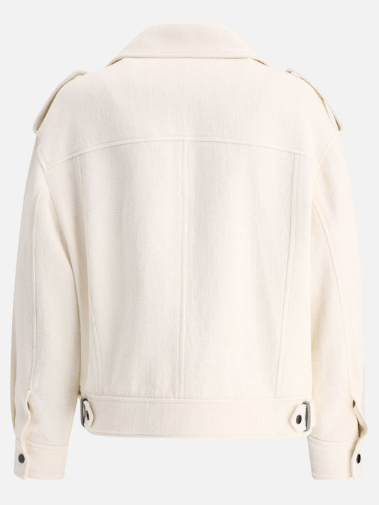 Leather jackets 66% cotton 34% linen  White - Brunello Cucinelli Women | PLP | VIETTI Online Store | 2
