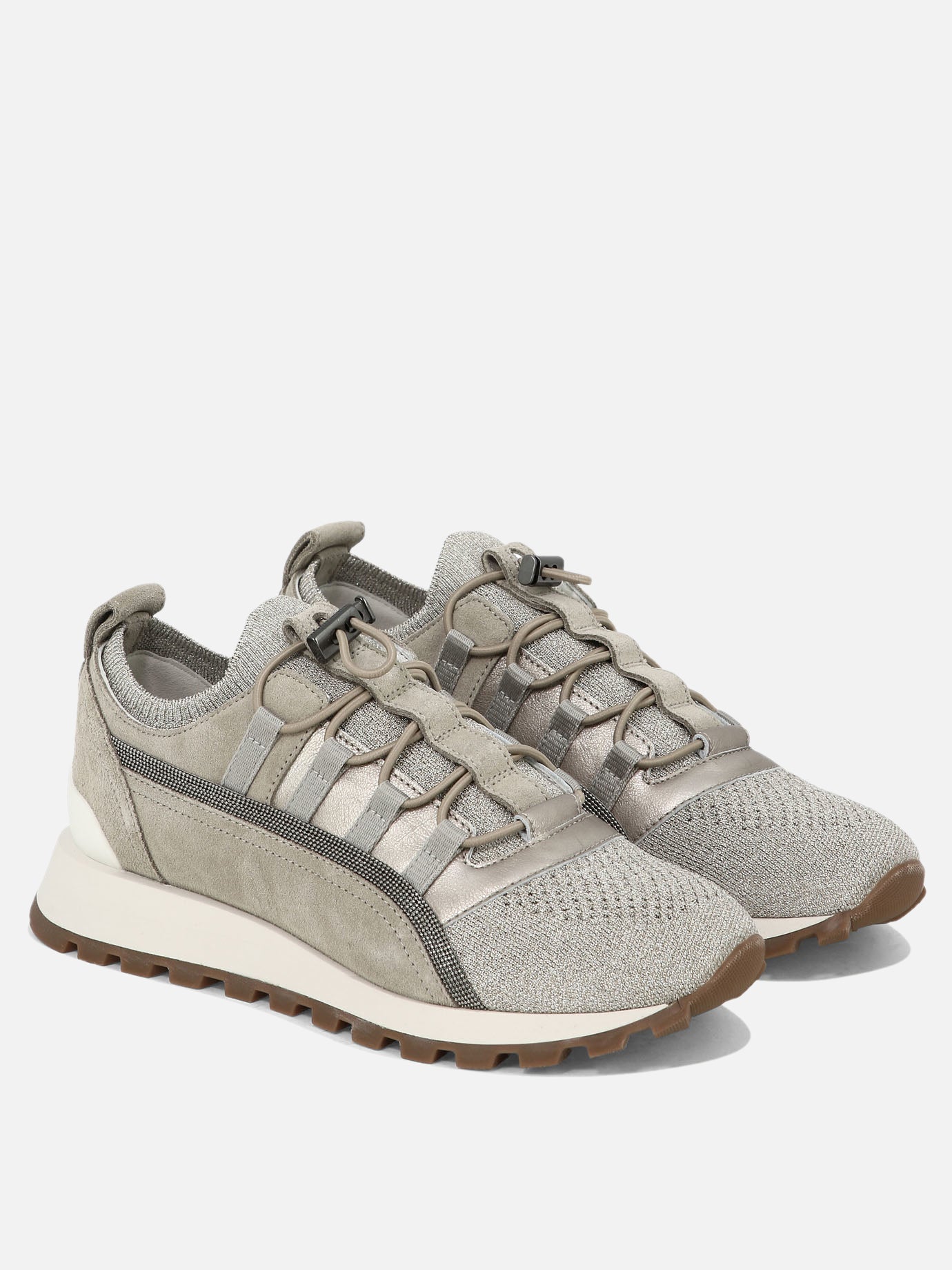 Low top sneakers 77% viscose 23% polyammide - 100% rubber  Beige - Brunello Cucinelli Women | PDP | VIETTI Online Store | thumbnail_2