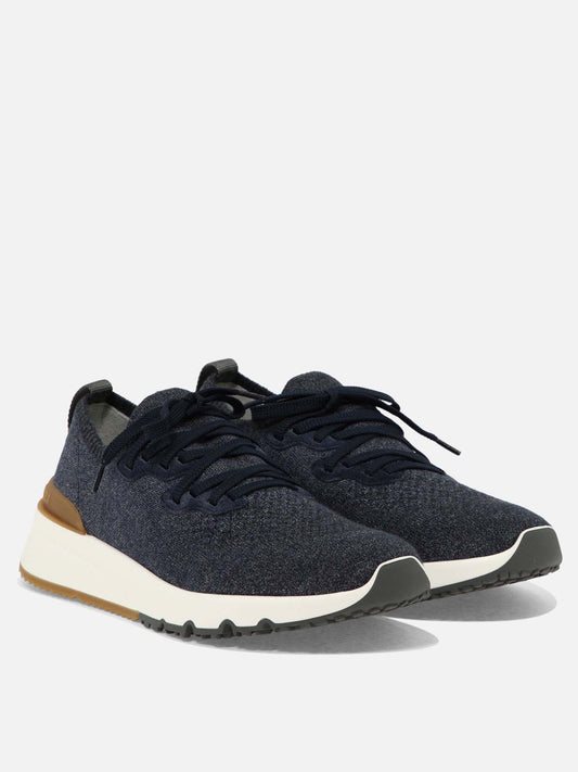 Low top sneakers 89% cotton 10% polyamide 1% elastane - 100% rubber  Blue - Brunello Cucinelli Men | PLP | VIETTI Online Store | 2

