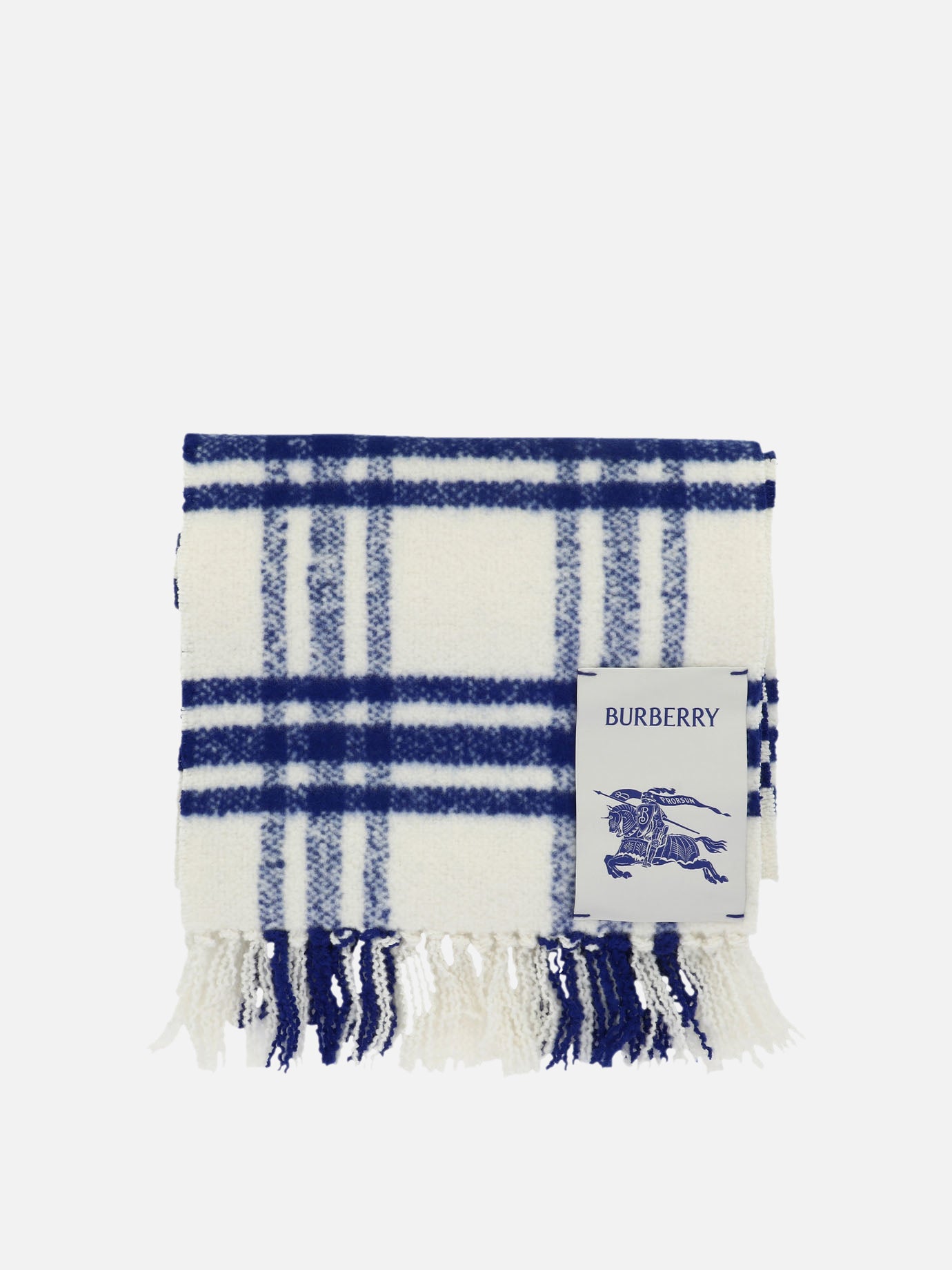 Fringed scarves 100% wool  Blue - Burberry Women | PDP | VIETTI Online Store | thumbnail