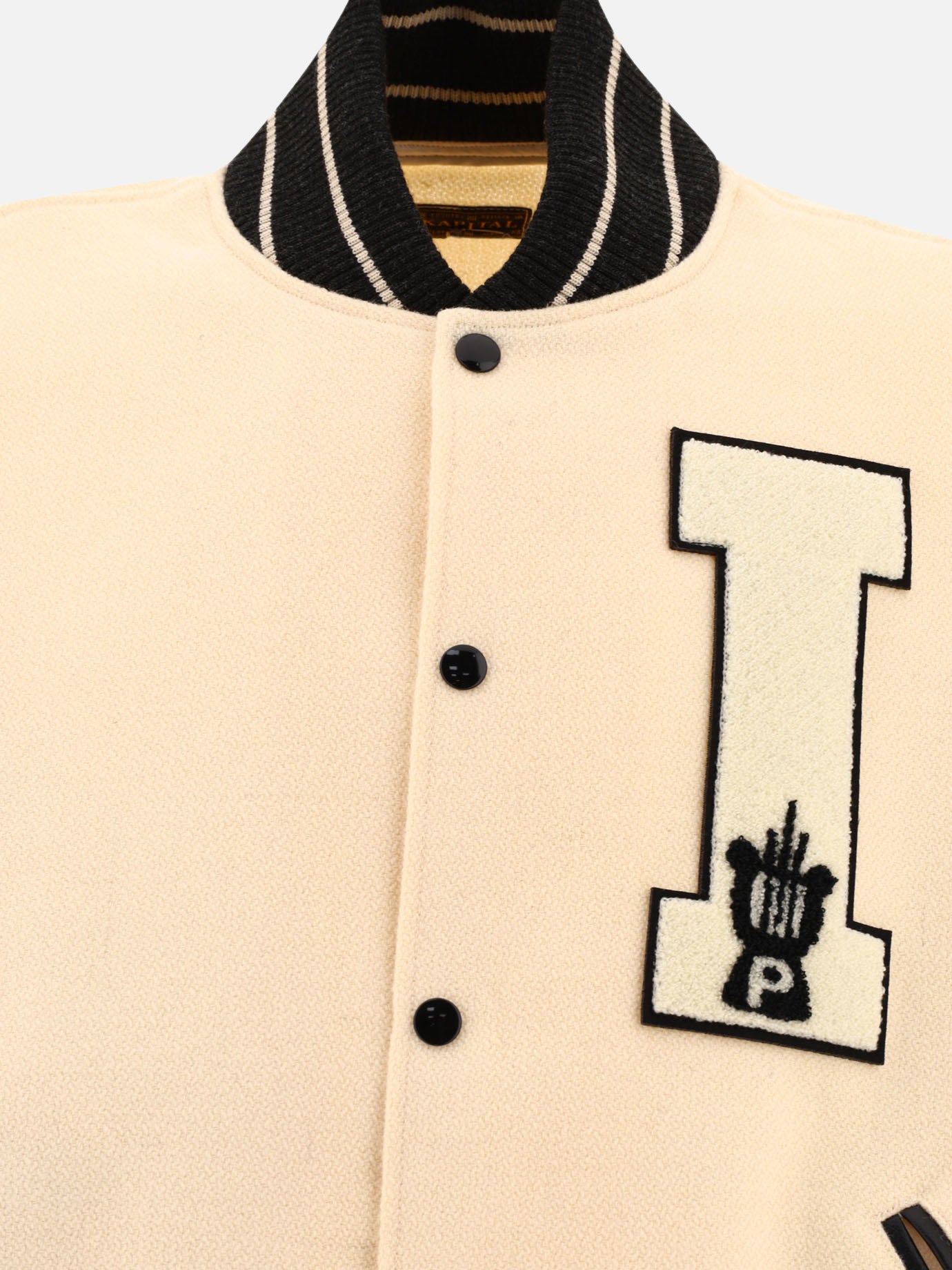 KAPITAL "I-Five" varsity bomber jacket Beige