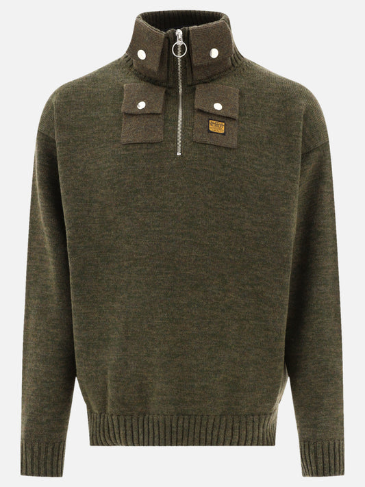 KAPITAL "8G" half-zip sweater Green