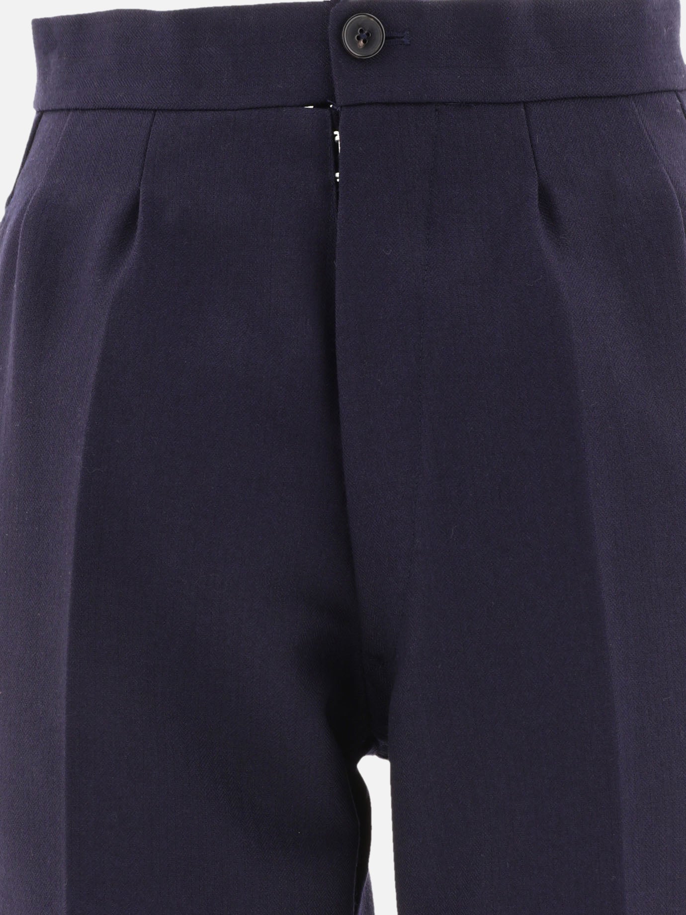 Herringbone wool pleated trousers