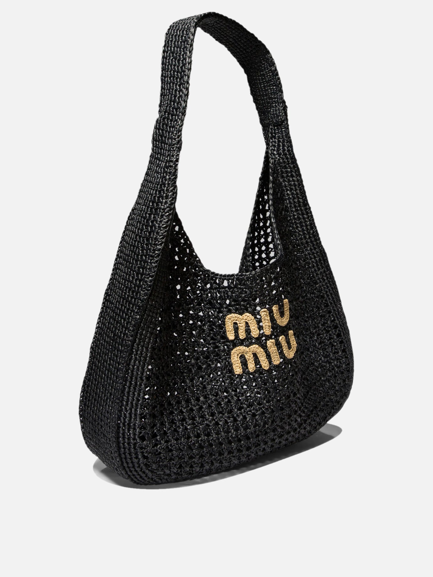 Crochet shoulder bag with logo