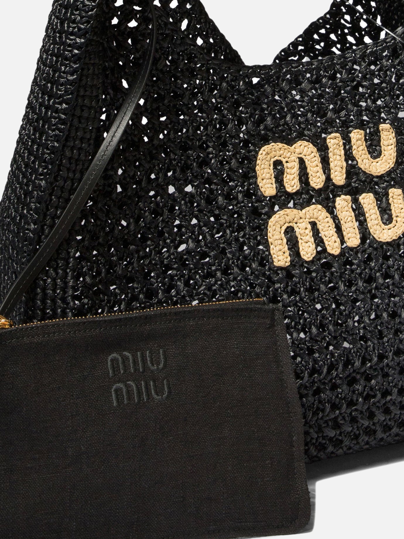 Miu Miu Crochet shoulder bag with logo Black