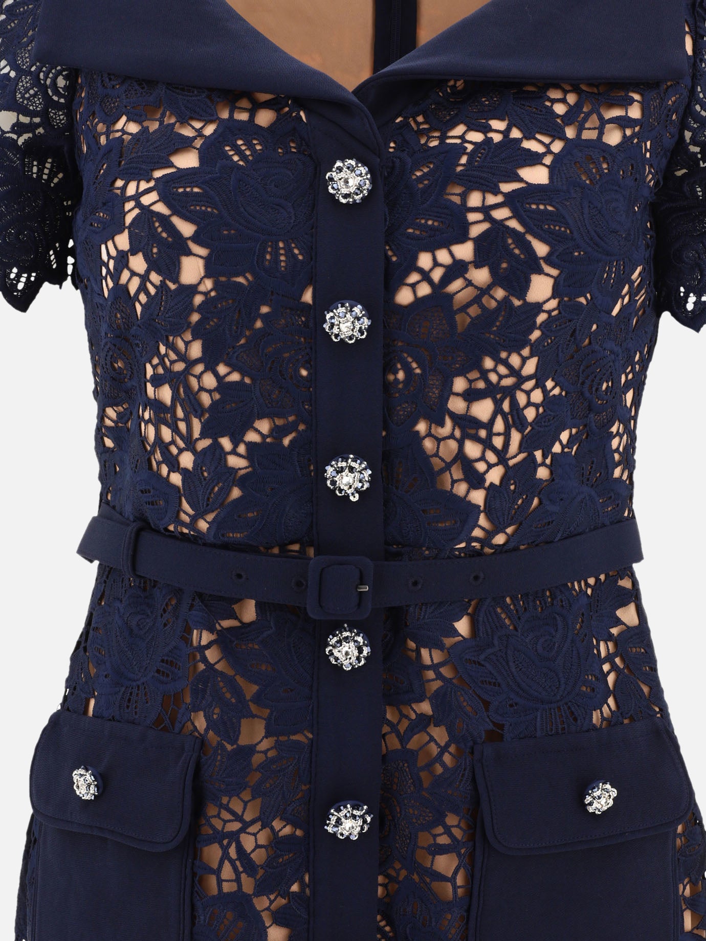 Midi dresses 100% polyester  Blue - Self-portrait Women | PDP | VIETTI Online Store | thumbnail_3