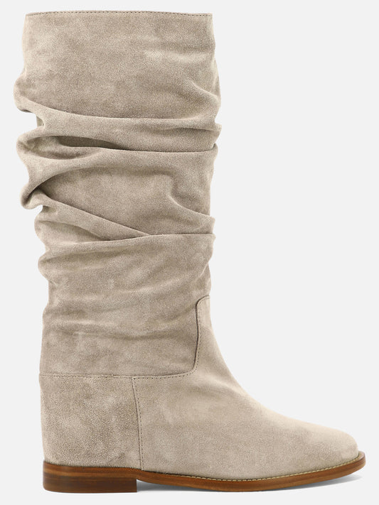 Knee-high 100% suede - 100% leather  Grey - Via Roma 15 Women | PLP | VIETTI Online Store 

