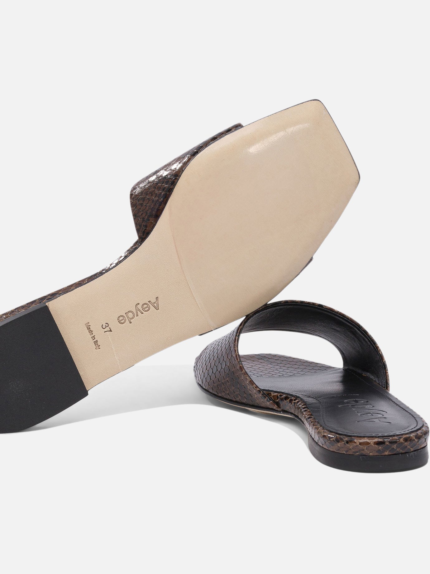 Flat sandals 100% goat leather - 100% cow leather  Brown - Aeyde Women | PDP | VIETTI Online Store | thumbnail_5