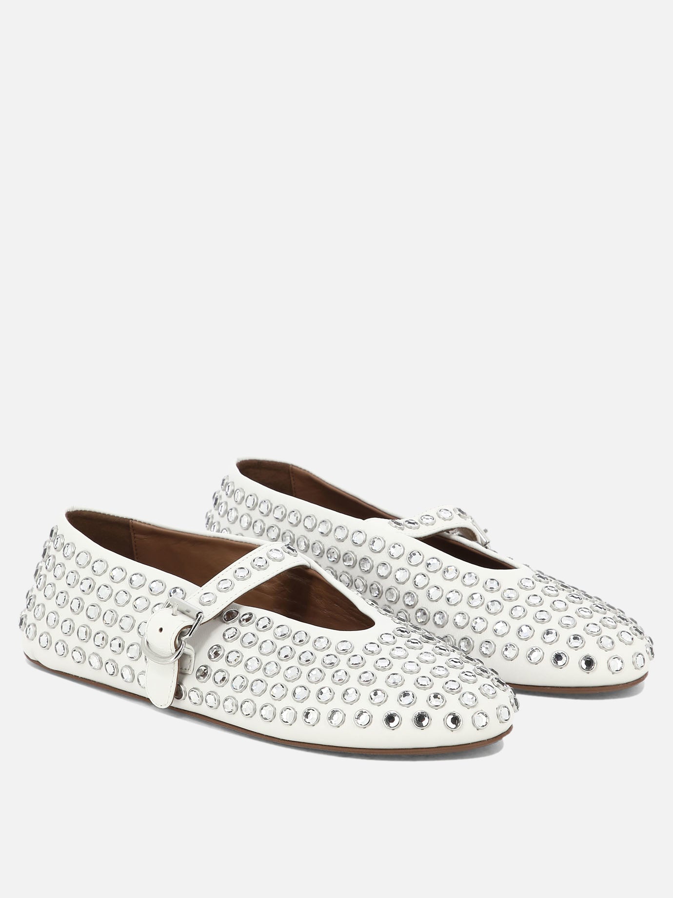 Alaïa Rhinestone ballet flats 10096748_37 White thumbnail_2