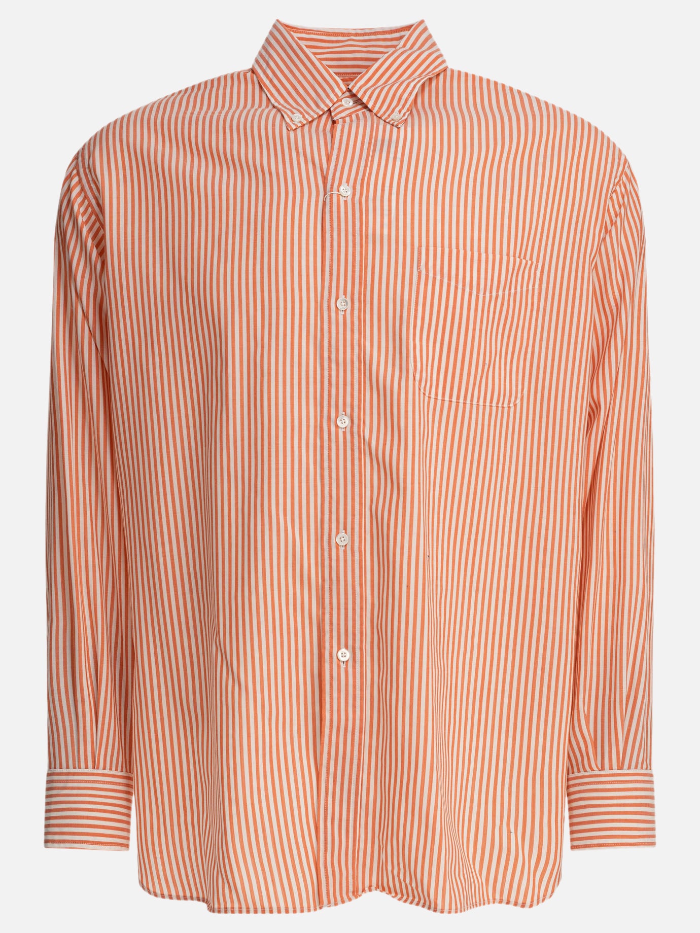 Beams Plus "Wool Stripe" Shirt Orange