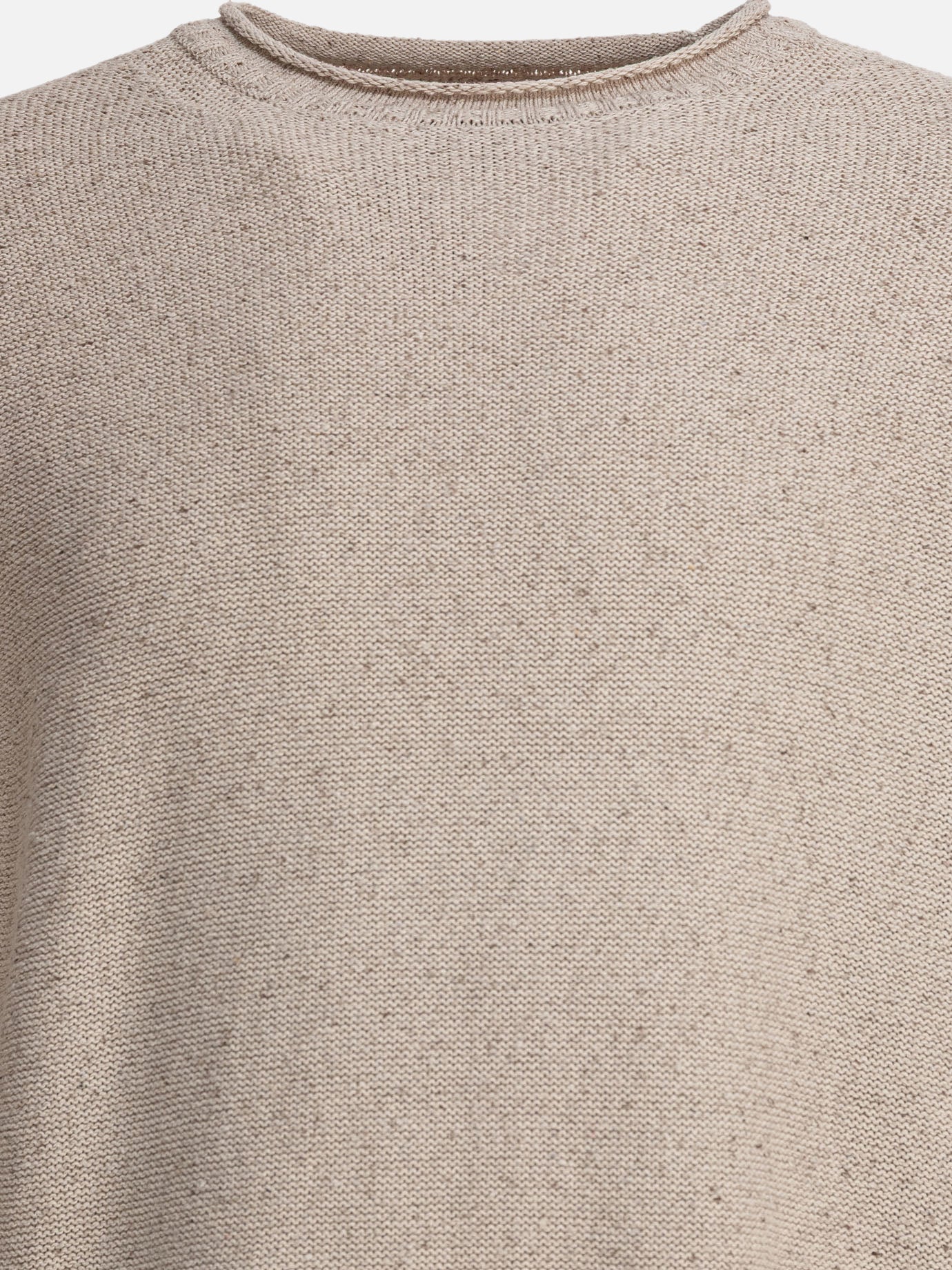 Beams Plus Round neck roll sweater Beige