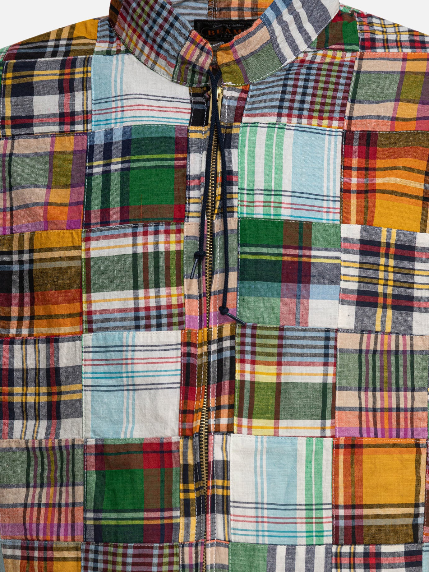 Beams Plus "Swing Patchwork Madras" Jacket Green