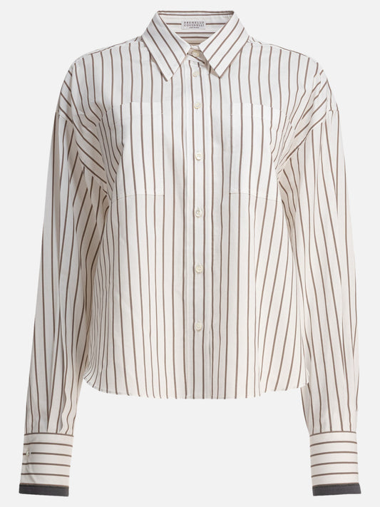 Casual shirts Striped  White - Brunello Cucinelli Women | PLP | VIETTI Online Store 
