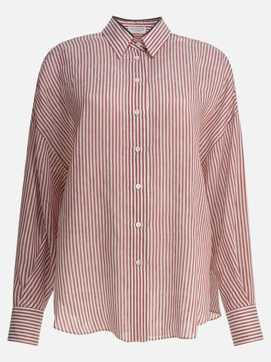 Casual shirts Striped  Bordeaux - Brunello Cucinelli Women | PLP | VIETTI Online Store 
