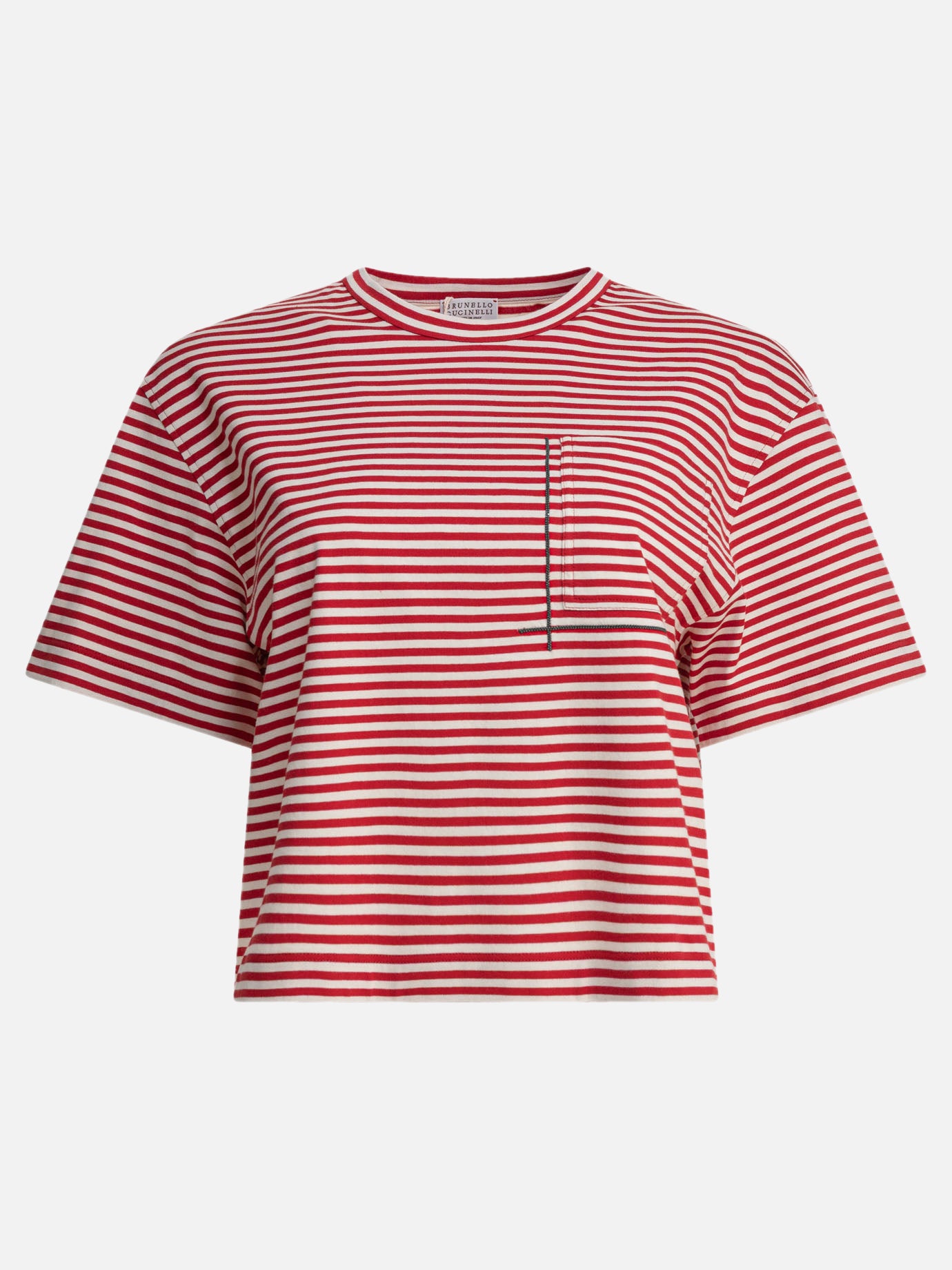 Crewneck t-shirts Striped  Red - Brunello Cucinelli Women | PDP | VIETTI Online Store | thumbnail