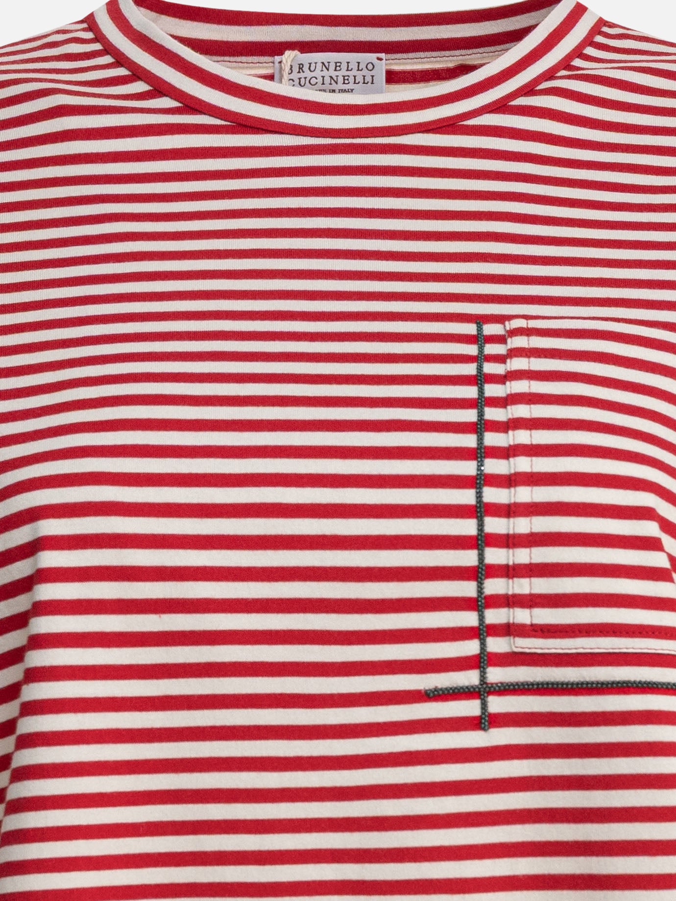 Crewneck t-shirts Striped  Red - Brunello Cucinelli Women | PDP | VIETTI Online Store | thumbnail_3