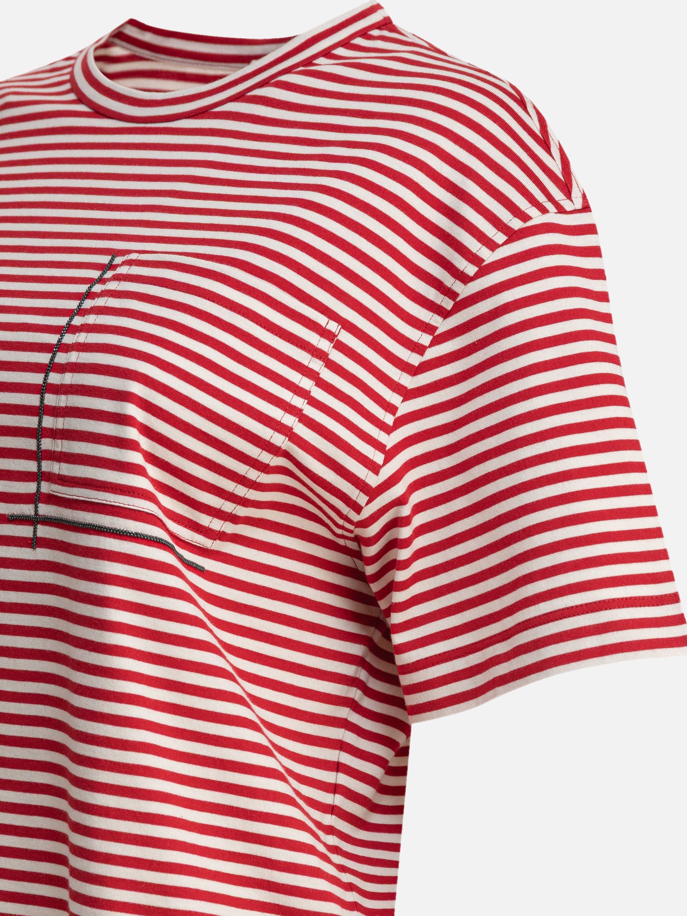 Crewneck t-shirts Striped  Red - Brunello Cucinelli Women | PDP | VIETTI Online Store | thumbnail_4