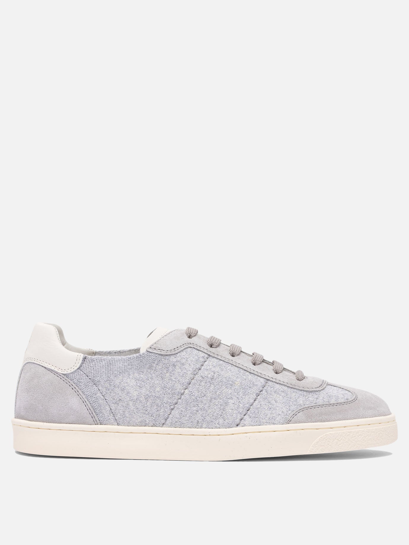 Low top sneakers 80% fabric 20% leather - 100% rubber  Grey - Brunello Cucinelli Men | PDP | VIETTI Online Store | thumbnail