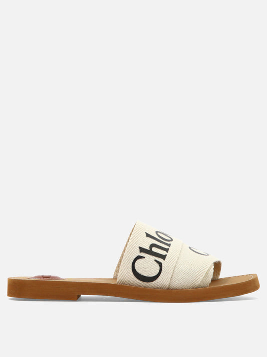 Flat sandals 90% linen 10% polyester - 100% ethylene vinyl acetate  White - Chloé Women | PLP | VIETTI Online Store 
