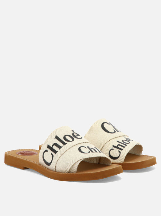 Flat sandals 90% linen 10% polyester - 100% ethylene vinyl acetate  White - Chloé Women | PLP | VIETTI Online Store | 2
