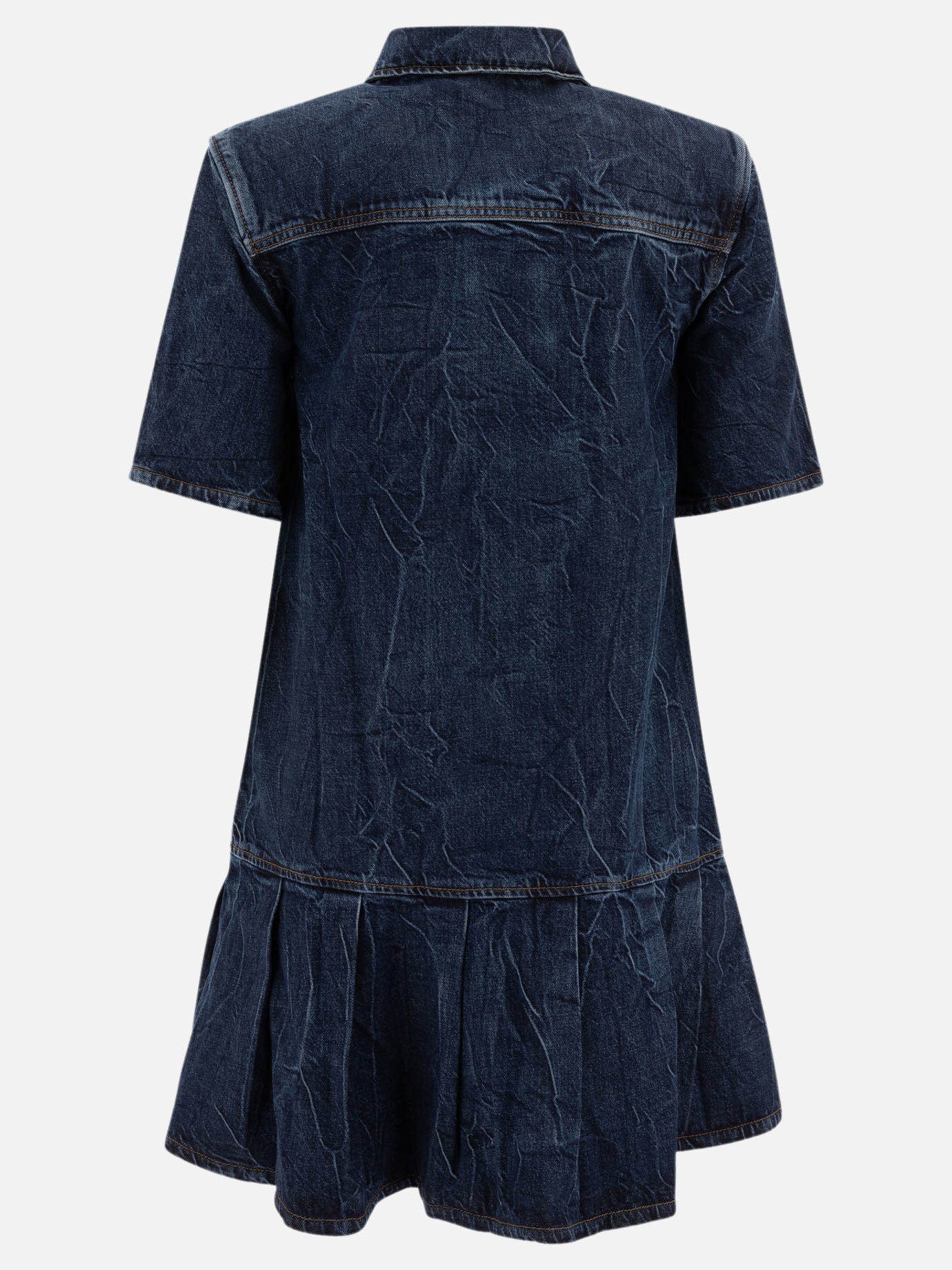 Ganni Crinkled future denim mini dress 18766731_36 Blue thumbnail_2