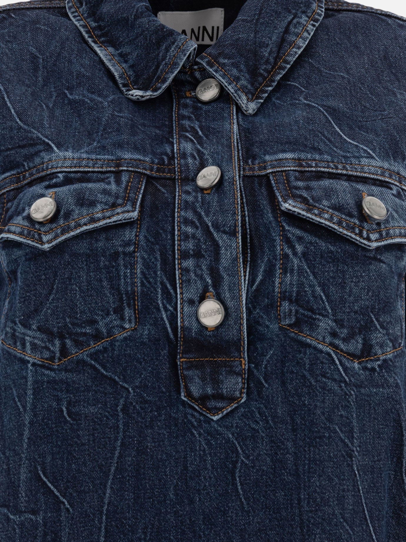 Ganni Crinkled future denim mini dress 18766731_36 Blue thumbnail_3