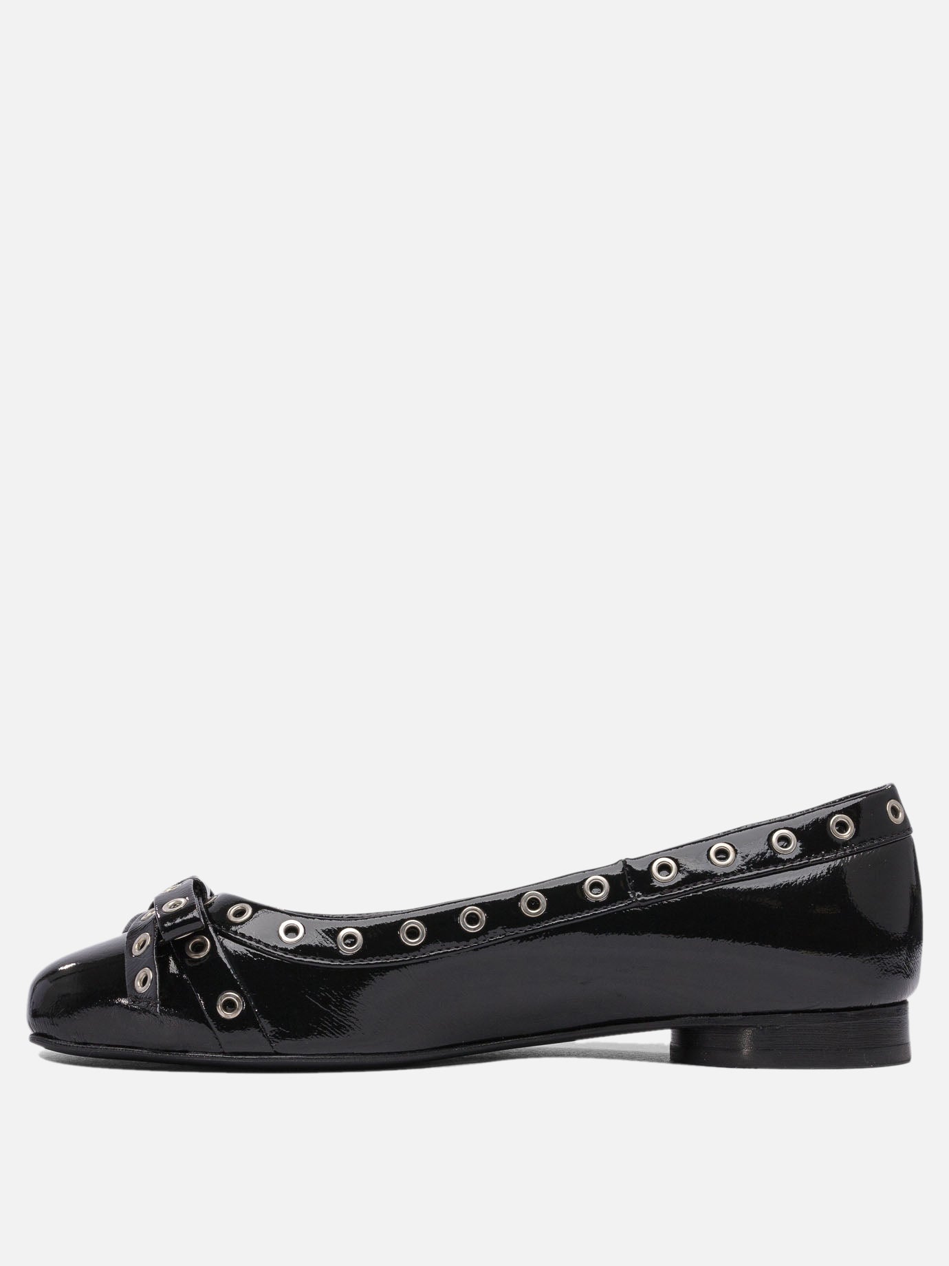 Ganni Eyelet bow ballet flats 16542249_37 Black thumbnail_3