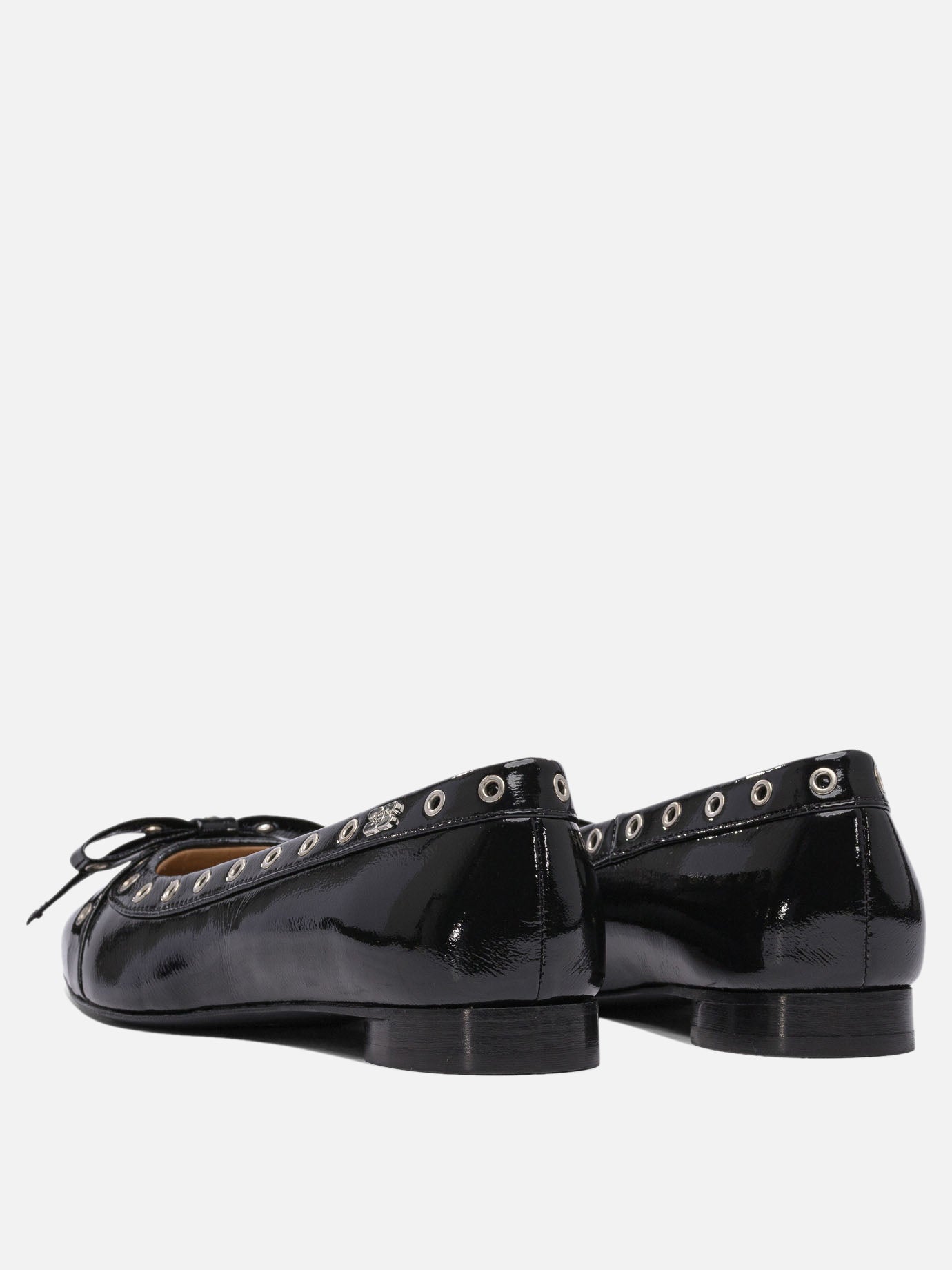 Ganni Eyelet bow ballet flats 16542249_37 Black thumbnail_4