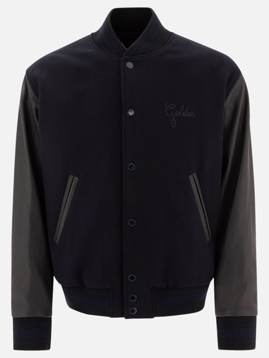 Golden Goose Wool and leather bomber jacket 18116440_48 Blue 1