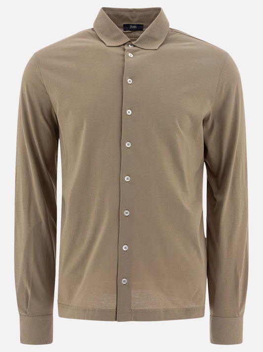 Casual shirts Solid colour  Brown - Herno Men | PDP | VIETTI Online Store 
