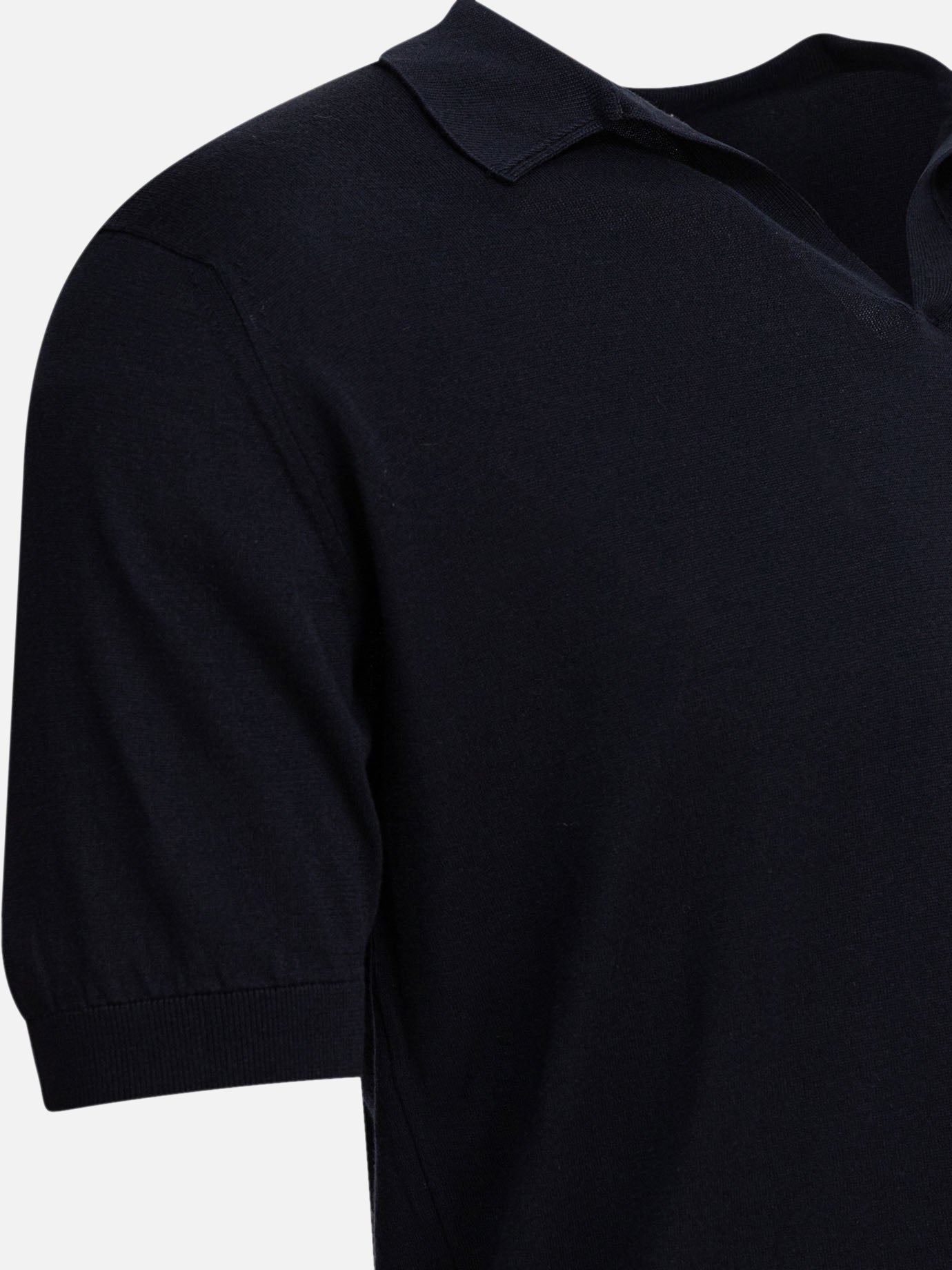 Polo shirts without buttons Solid colour  Blue - John Smedley Men | PDP | VIETTI Online Store | Zoom-Modal_4
