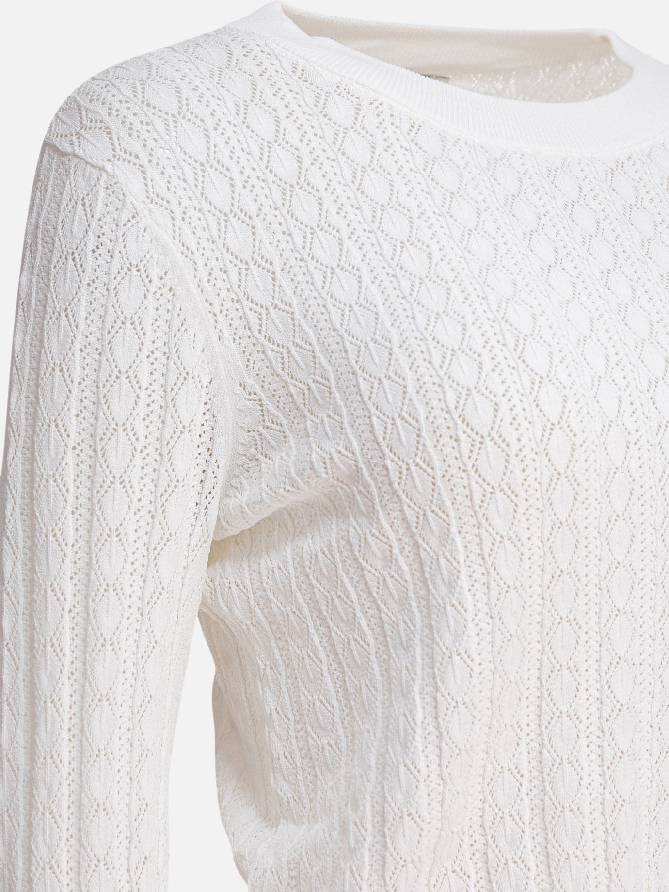 Crewneck sweaters Textured knit  White - Loulou Studio Women | PDP | VIETTI Online Store | Zoom-Modal_4
