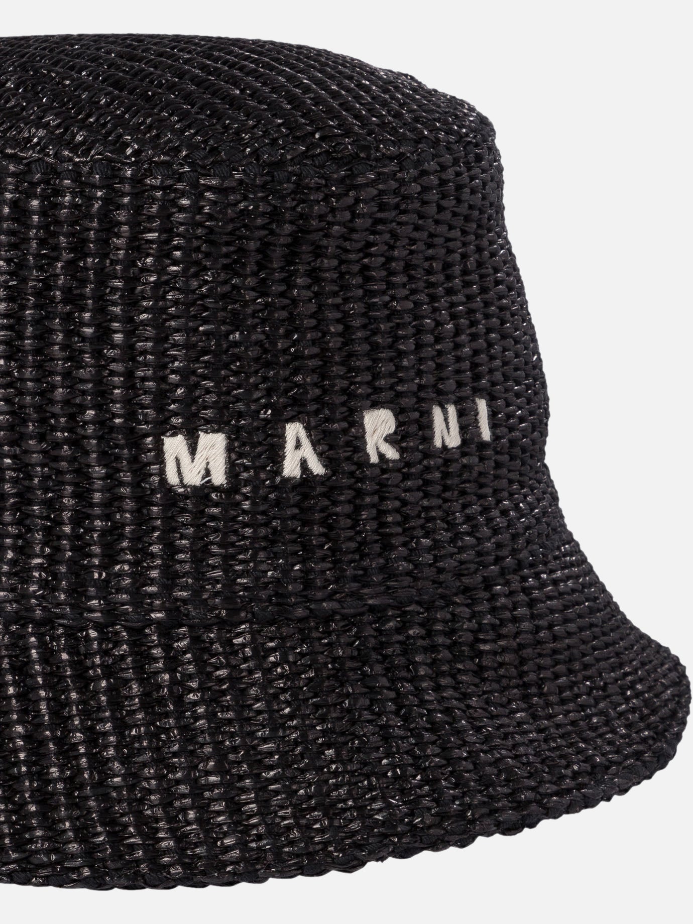 Marni Raffia bucket hat with logo embroidery 19610999_M Black thumbnail_4