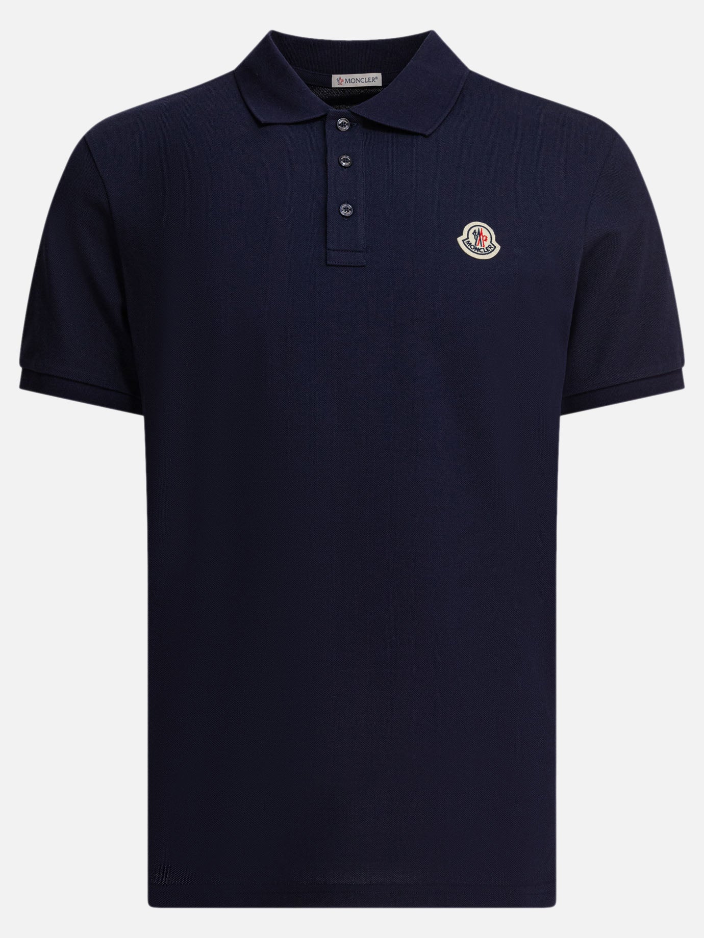 Moncler Cotton pique polo shirt with logo patch 17467239_S Blue thumbnail_1