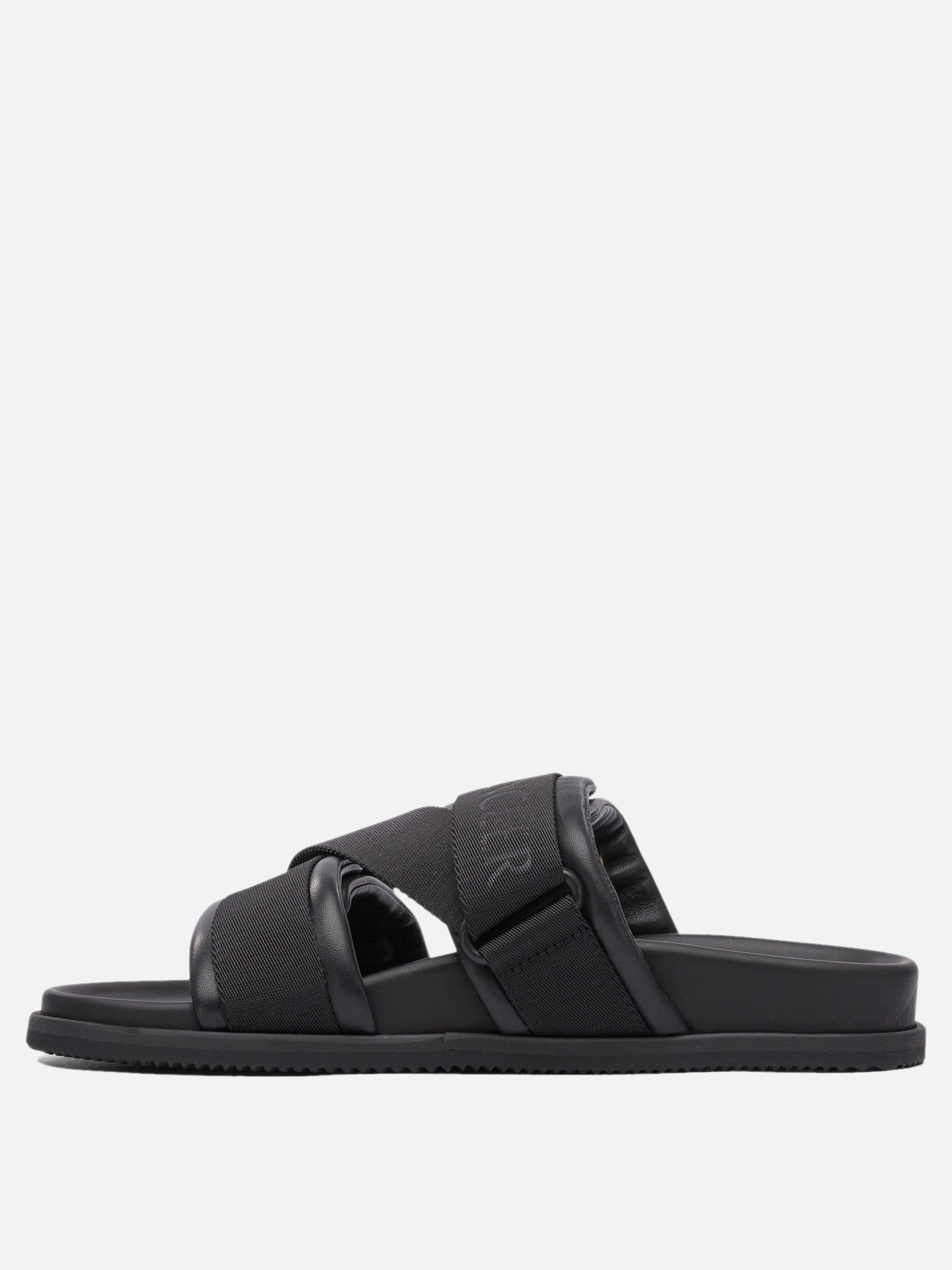 Flat sandals 100% leather - 100% elastodiene  Black - Moncler Women | PDP | VIETTI Online Store | thumbnail_3