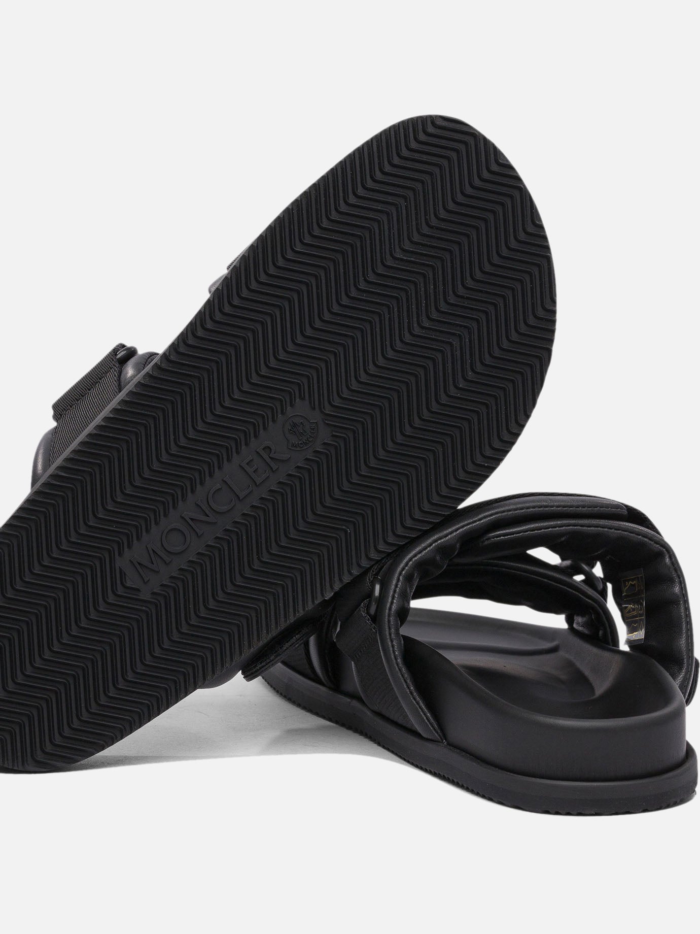 Flat sandals 100% leather - 100% elastodiene  Black - Moncler Women | PDP | VIETTI Online Store | thumbnail_5