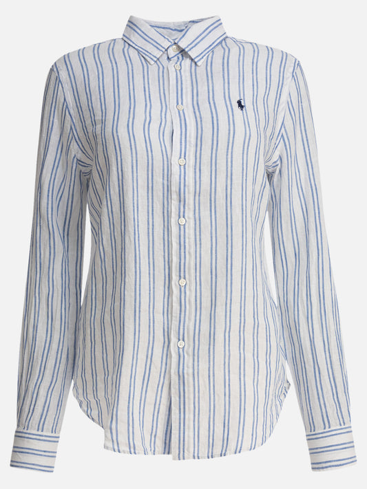 Polo Ralph Lauren Classic-fit striped linen shirt 12523602_XS Light blue 1