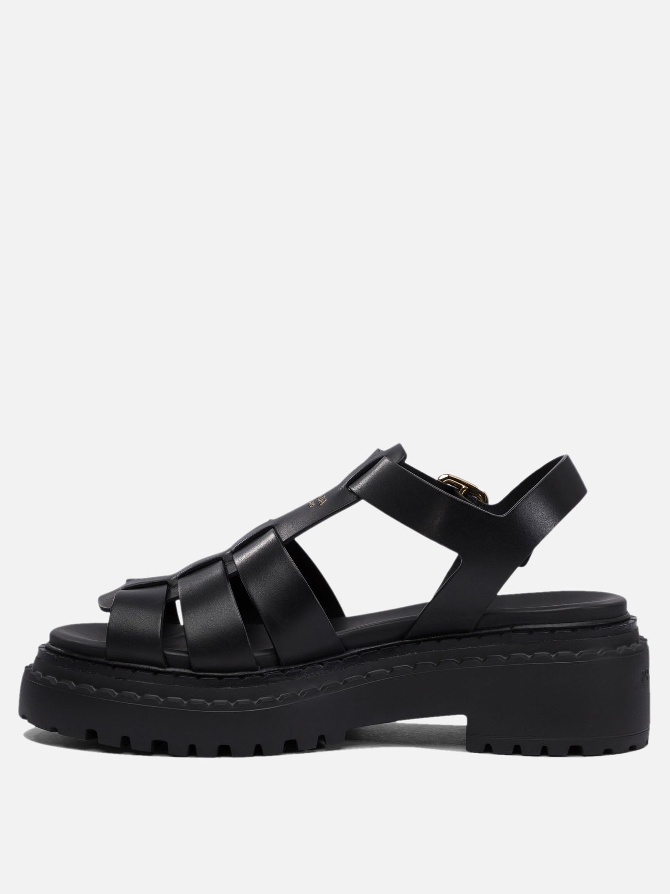 Flat sandals 100% leather - 100% rubber  Black - Prada Women | PDP | VIETTI Online Store | thumbnail_3