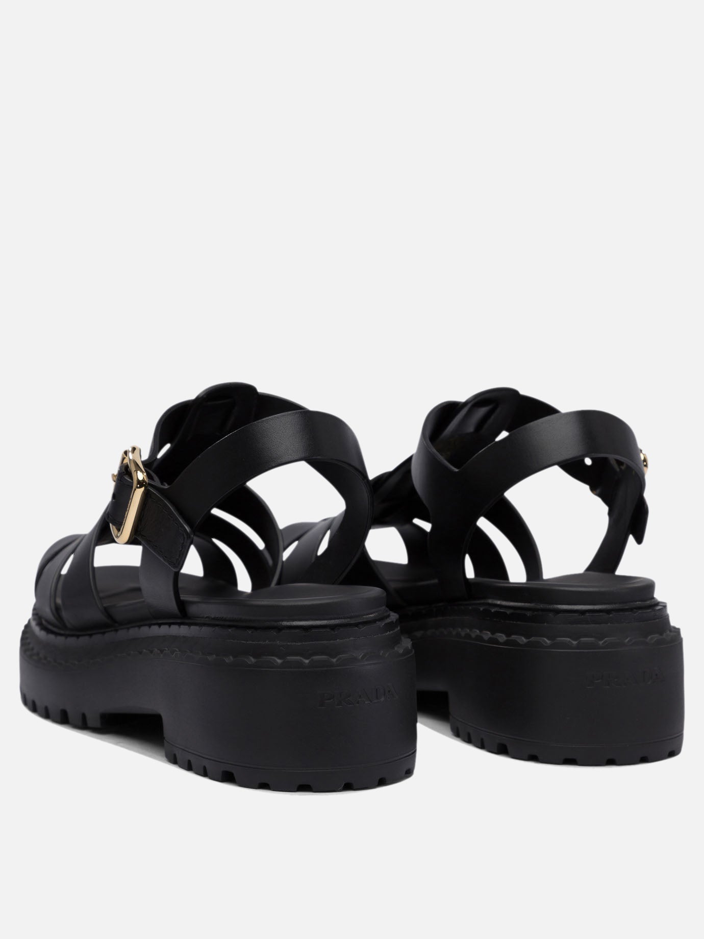 Flat sandals 100% leather - 100% rubber  Black - Prada Women | PDP | VIETTI Online Store | thumbnail_4