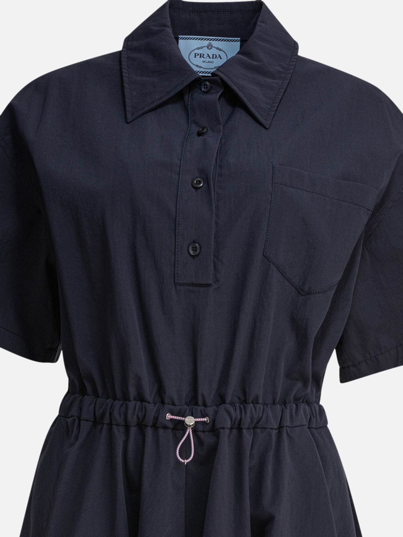 Prada Short sleeved dress in Pongé Tec 13774887_40 Blue thumbnail_3
