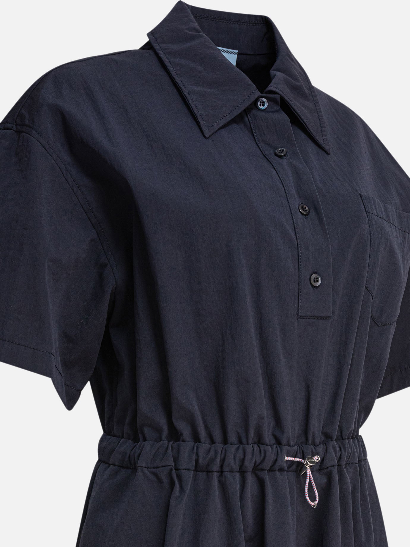 Prada Short sleeved dress in Pongé Tec 13774887_40 Blue thumbnail_4